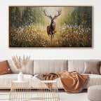 XLSJERST Country Wall Decor Poster 58x29 Inches - Elk Picture Hunting Artwork Large Canvas Picture Brown Deer Wall Art for Living Room Guest Bath Decoration