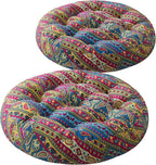 Codi Meditation Floor Pillow, Boho Pillows Seating for Adults and Kids, Large Cushion for Yoga Living Room Tatami Sitting, Memory Foam Added, 22x22 Inch Pack of 2, Round - Multi Blaidiere