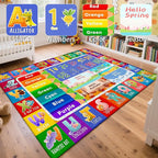 8x10 Kids Rug for Classroom & Playroom - ABC Alphabet Educational Area Rug with Animals Numbers & Colors - Non-Slip Carpet Playmat for Nursery Preschool Elementary