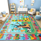 Kids Rug for Playroom, 4x6 ABC Educational Carpet for Classroom, Fun Alphabet Area Rugs for Learn Numbers Season Animal Weather and Shapes Playmat for Girls Boys Room Nursery Decor