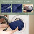 8" Washable Floor Pillow Cushion for Adults, Meditation Cushion Pillow, Large Round Floor Sitting, Removable Tufted Corduroy Cover, for Tatami Living Room or Yoga, 22x22 Inch, 2Pack, Machine Washable