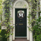 Circular Surname Front Door Welcome Sign - 26 Letter House Wreath, Front Porch Decorations, Year-Round Home Decor (M)