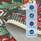 GarveeHome Floral Botanical Washable 8x10 Area Rug for Living Room Soft Grey Green Vintage Boho Cottage Large Rugs Low Pile Carpet for Bedroom Dining Nursery Rug