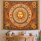 Accnicc Vintage Sun and Moon Tapestry Boho Yellow Orange Indie Wall Tapestry for Bedroom Aesthetic Sunflower Extra Large Hippie Fall Tapestries Wall Hanging for Living Room Dorm 90 x 68 Inch
