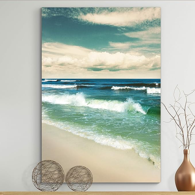 Renditions Gallery Canvas Nature Wall Art Paintings & Prints Romantic Enchanting Beach Glam Modern Artwork Wall Hanging Decorations for Bedroom Living Room Office Kitchen - 18"x27" LT06