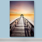 Renditions Gallery Canvas Nature Wall Art Home Paintings & Prints Serene Sunset Dock Romantic Glam Modern Wall Hanging Decorations for Bedroom Living Room Office Kitchen - 12"x18" LT06