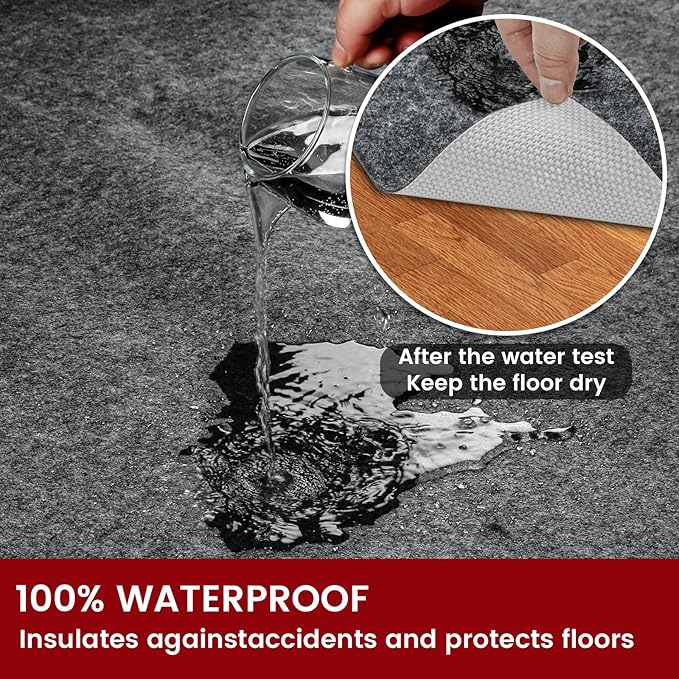 Waterproof Rug Pad, 3x5 ft Area Rug Non-Slip Carpet Pad, 1/4" Thick Non-Slip Rug Pads for All Floors and Finishes, Felt Pad for Hardwood Floors, Keeps Carpets in Place Soft and Safe