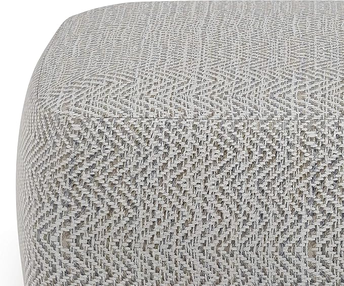 SIMPLIHOME Nate Square Pouf - 20 inch Wide Upholstered Handwoven Cotton Ottoman in Patterned Grey Melange, Boho Footstool or Extra Seating for Living Room with Artisanal Texture, Assembled