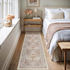 Runner Rug 2x8 Runners for Hallways Non Slip Washable, Vintage Hallway Runner Rugs for Living Room, Low Pile Soft Hallway Rug for Kitchen Bedroom Laundry Room Rug(Orange,2'x8')