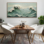 Large Canvas Wall Art Decor Pictures Sea Wave Abstract Wall Decor Print Modern Abstract Green Wall Art Painting Pictures For Living Room Home Kitchen Office Artwork 29 X 58 Inch With Framed