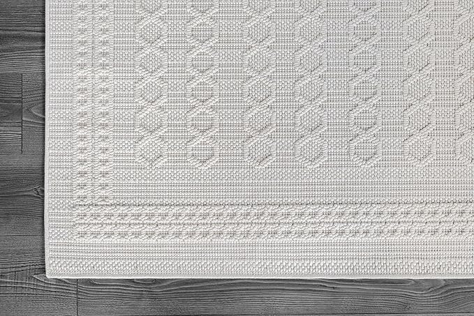 Micro Loop Indoor Rug White 6x9 Boho Geometric Neutral Area Rugs for Living Room Soft Luxury Modern Low and High Pile Durable Stain Resistant Non-Shedding Indoor Area Carpet 6 x 9