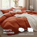 Bedsure Terracotta Duvet Cover Full Size - 3 Pieces Prewashed Extra Soft Cotton-Like Polyester Bedding Set, Includes 1 Duvet Cover 80x90 Inches with Zipper Closure & 2 Pillow Shams, No Comforter