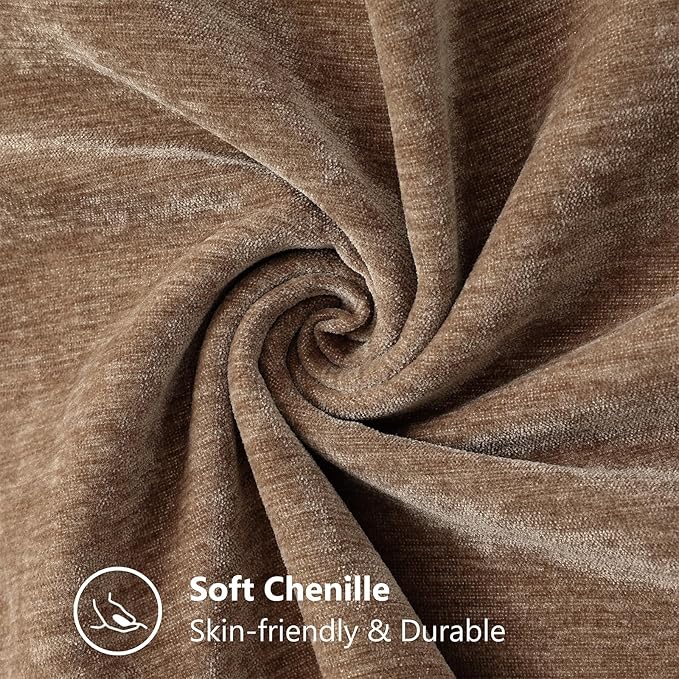 decorUhome Spring Chenille Soft Cozy Throw Pillow Covers 20x20 Set of 2, Modern Farmhouse Boho Velvet Decorative Pillow Cases with Stitched Edge for Couch Sofa Bed Home Decor, Brown