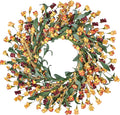Wreaths for Front Door, 24 Inch Spring/Summer Front Door Wreath, Colorful Paper Flower Wreath for All Seasons for Indoor Home Wall Window Office Wedding Farmhouse Decor (Orange)
