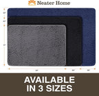 Neater Home Plush Bathroom Rugs 24x17 Thick Chenille Quick Dry Microfiber Absorbent Bath Mat, Soft Bath Rugs, Machine Washable Bathroom Floor Mat for Tub Shower Sink, Home Decor Accessories, Black
