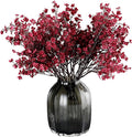 JAKY-Global Babys Breath Fabric Cloth Burgundy Artificial Flowers 6 Bundle European Fake Silk Plants Decor Wedding Party Decoration Bouquets Real Touch DIY Home Garden (Wine Red)