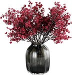 JAKY-Global Babys Breath Fabric Cloth Burgundy Artificial Flowers 6 Bundle European Fake Silk Plants Decor Wedding Party Decoration Bouquets Real Touch DIY Home Garden (Wine Red)