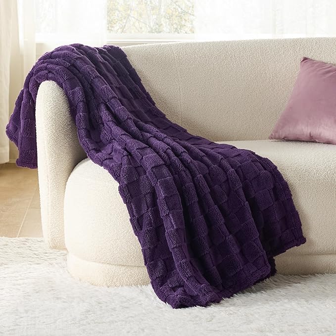 Bedsure GentleSoft Twin Blanket for Bed - Super Soft Cozy Blankets for Women Men Girls, Cute Fuzzy Fleece Throws for Bedroom Couch, Purple, 60x80 Inches