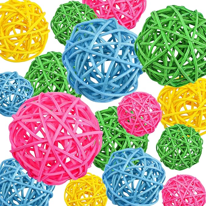 SANNIX 16 Pcs 3 Sizes Easter Rattan Balls Easter Vase Filler Decorative Balls for Bowls Easter Wicker Balls for Decorating Home Table Decor Hanging Ornaments
