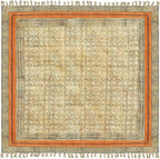 Area Rug 3' Square Rug Bronze & Black Cotton Dhurrie Oriental Thick 0.19 inches Stone Easy Washable Rug Hand Wash Cotton Carpet Flatweave Rug Indoor Outdoor Rugs for Kitchen, Bedside, Enterway
