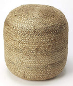 100% Natural Jute Pouf Handmade Braided Ottoman - Farmhouse Rustic Accent Furniture - Footrest Round Bean Bag - for Living Room Bedroom Kids Room (Natural, 16" x 16" x 18")