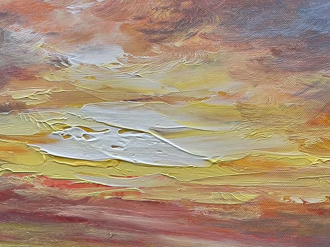 Art Sea Sunset Landscape Modern Abstract Oil Painting Oil on Canvas Wall Art Decoration 30x60 inches