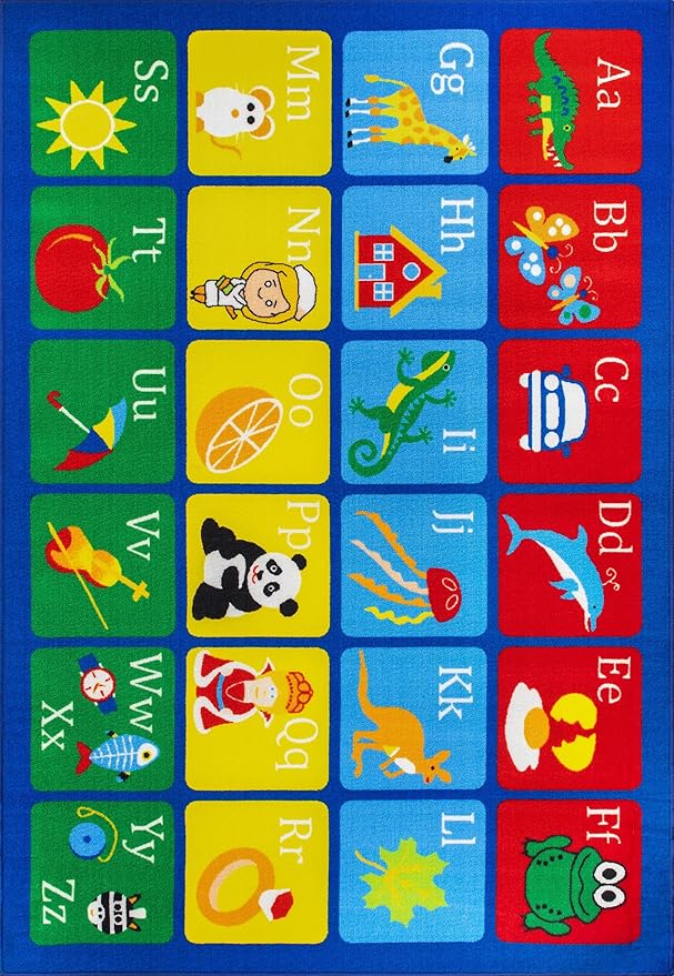 Rugshop Kids Alphabet Educational Learning High Traffic Living Room,Bedroom,Kitchen, Home Office Non Slip Area Rug 3' x 5' Multi