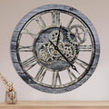 The B-Style Large Wall Clock 24 inch Moving Gear Wall Clock Oversized Vintage Farmhouse Wall Clocks for Living Room Decor Rustic Industrial Wood Clock (Carbon Gray, 36 inch/90cm)