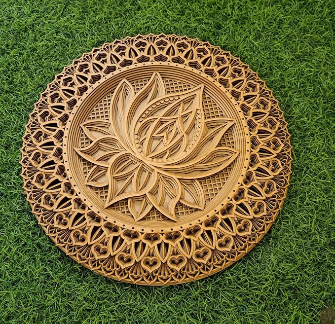 Multilayer Wooden Mandala Wall Art | Handcrafted 8-Layered Bohemian Hanging Decoration for Home, Bedroom, Living Room, Meditation & Spiritual Spaces | Classic Wooden Mandala Wall Hanging Decor