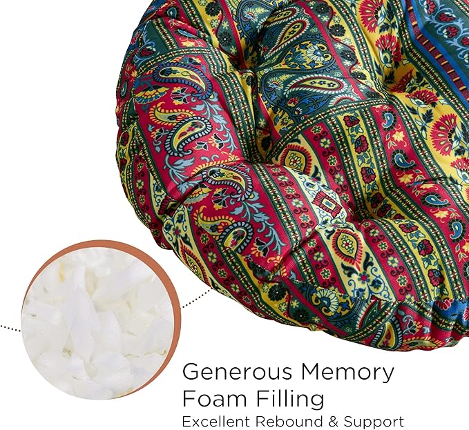 Codi Meditation Floor Pillow, Boho Pillows Seating for Adults and Kids, Large Cushion for Yoga Living Room Tatami Sitting, Memory Foam Added, 22x22 Inch Pack of 2, Round - Multi Blaidiere