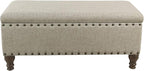 HomePop Large Storage Bench with Nailhead Trim - Taupe and Cream