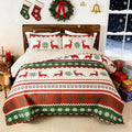 Whale Flotilla Christmas Quilts Queen Size, Soft Boho Floral Bedspreads for Bed Reversible Lightweight Full Queen Quilt Bedding Set Coverlets with 2 Pillow Shams for All Seasons, Happy Snowflake