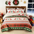 Whale Flotilla Christmas Quilts Queen Size, Soft Boho Floral Bedspreads for Bed Reversible Lightweight Full Queen Quilt Bedding Set Coverlets with 2 Pillow Shams for All Seasons, Happy Snowflake