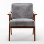 Accent Chair with Microfiber Upholstery and Solid Wood Frame, Classic Mid-Century Modern Living Room Furniture for Extra Seating, Spotted Grey