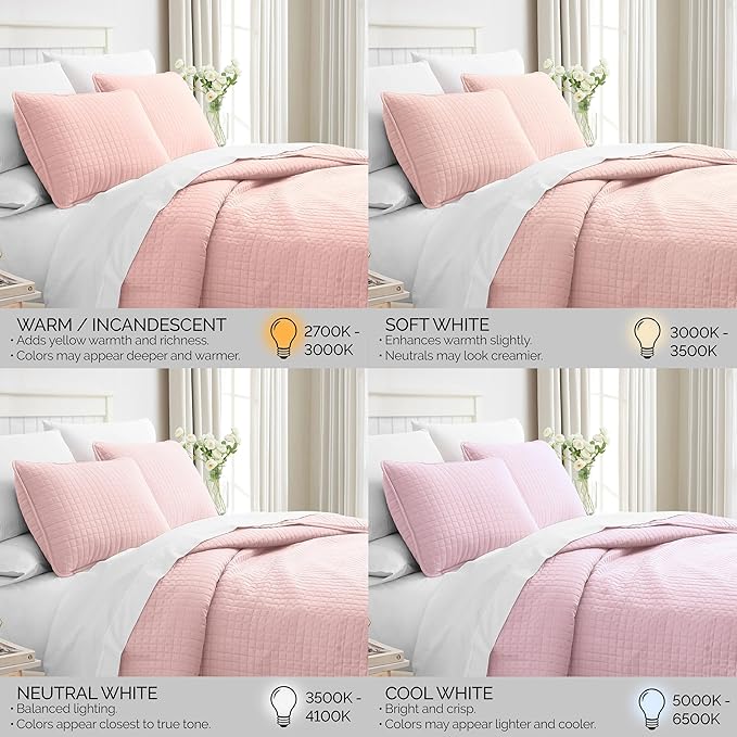 Southshore Fine Living, Inc. Pink King Quilt Set with 2 Pillow Shams, Stitched Lightweight Coverlet, King Size, Stain & Pet Hair Resistant Bedding Set, Fits Standard or California Beds, Pastel Pink