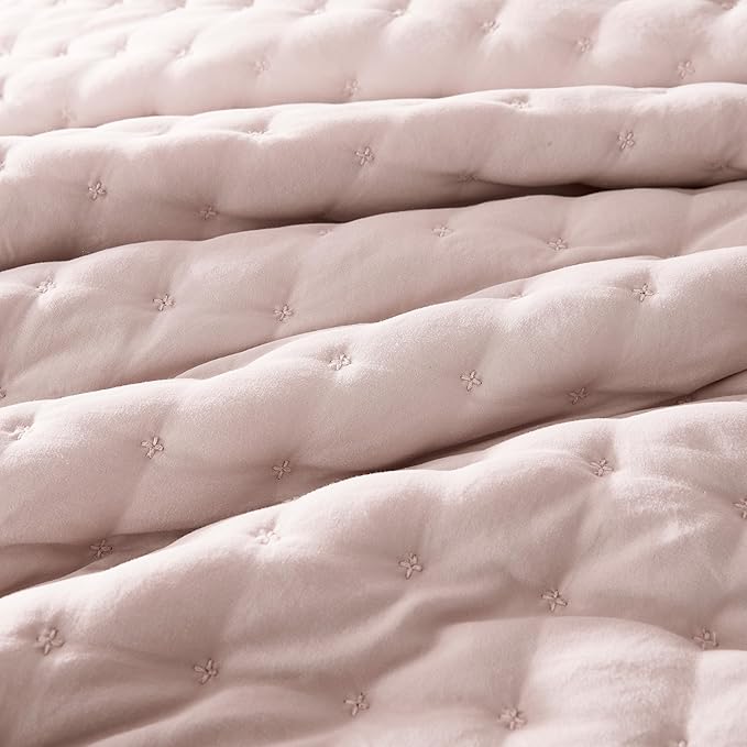 WDCOZY Pink Oversized California King Size Quilt Bedding Sets with Pillow Shams, Cal King Lightweight Soft Bedspread Coverlet, Quilted Blanket Thin Comforter Bed Cover, 3 Pieces, 118x106 inches