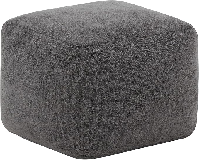 SAFAVIEH Couture Collection Samuels Charcoal Boucle Pouf Ottoman Foot Rest (Fully Assembled)