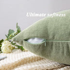 GAWAMAY Decorative Chenille Throw Pillow Covers 26x26 Inch Pack of 2, Soft Square Couch Pillow Cover for Sofa Cushion Living Room Bedroom Oversized Pillowcases Sage Green 66x66cm (ONLY Covers)