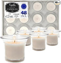 Hyoola Votive Candles - White Votives in Clear Cup - 12 Hour Burn Time Unscented Votive Candles Bulk - Pack of 48 Small Candles in Bulk - Made in Europe