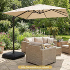 Tangkula Cantilever Umbrella Base with Wheels, 345 LBS Heavy-Duty HDPE Sand Water Filled Offset Umbrella Weighted Stand with Cross Base for Patio Backyard Poolside