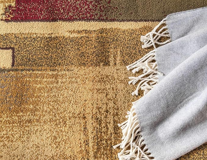 Unique Loom Barista Collection Area Rug - Timor (4' 1" x 6' 1" Rectangle, Multi/ Red)