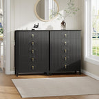 GarveeHome Fluted Dresser for Bedroom, 42.9" Tall 5-Drawer Wood Dresser, Modern Chest of Drawers, Storage Organizer Cabinet for Living Room, Hallway, Entryway, Black