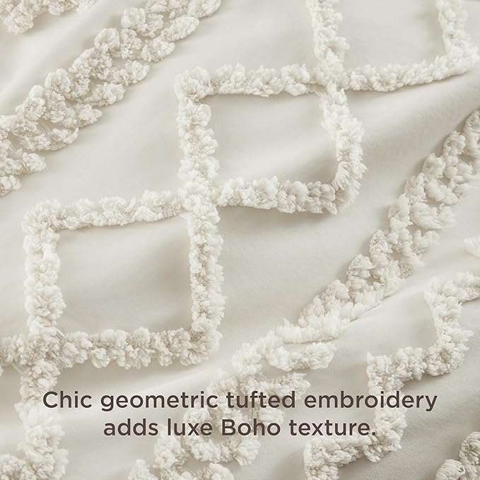 Bedsure Boho Duvet Cover Cal King Size, Soft & Comfortable Elegant Design Boho Bedding for Decoration, Machine Washable Comforter Cover for All Seasons,Includes 1 Duvet Cover & 2 Pillow Shams,Beige
