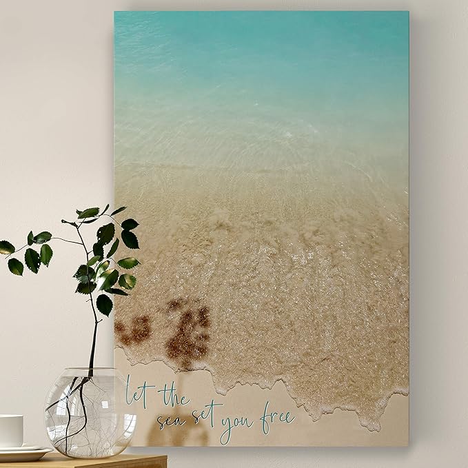 Renditions Gallery Canvas Motivational Wall Art Nature Paintings Decorations Sandy Beach Shore Romantic Scenic Wall Hanging Artwork for Bedroom Living Room Office Kitchen - 12"x18" LT06