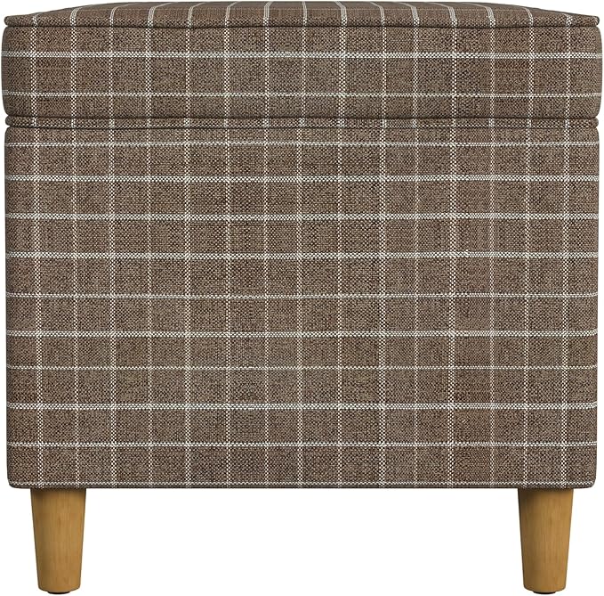 Spatial Order Home Decor | Dinah Collection Modern Storage Ottoman | Ottoman with Storage for Living Room & Bedroom(Brown Windowpane Fabric)