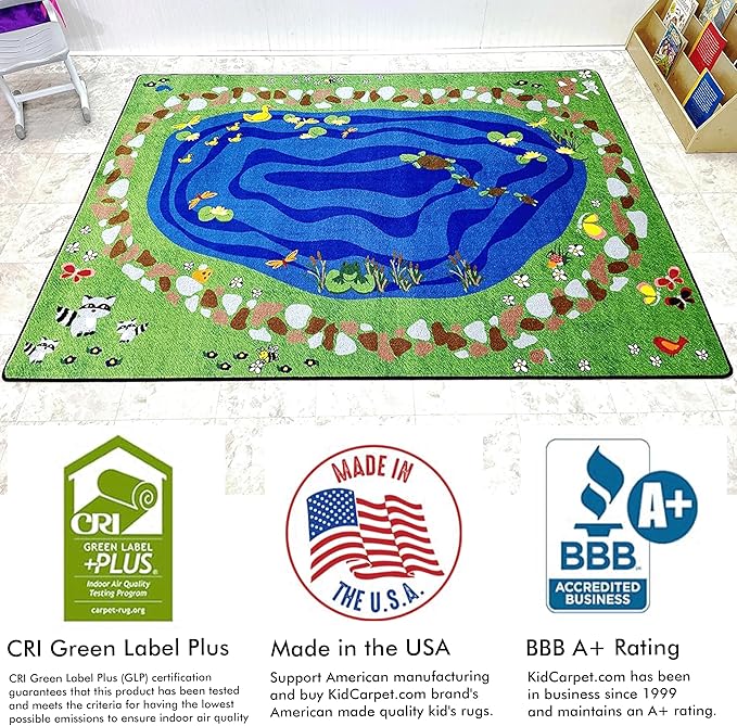 KIDCARPET.COM Nature All Around Rectangle Classroom Rug | Bordered Area Rug for Preschool Daycare Learning, 7'6" x 12'