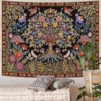 Lunerfex Tree of Life Wall Tapestry - Vibrant Folk Art & Botanical Wall Hanging for Bedroom and Living Room Decor - Boho Nature Tapestries 60"x44"