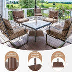 HAPPYGRILL 50 LBS Patio Umbrella Base, 24” Outdoor Square Market Umbrella Base Umbrella Holder with 1.6”/1.9” Adapters, 2 Tightening Knobs, 2 Built-in Wheels, Carry Handle