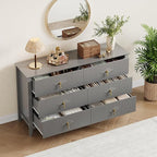 GarveeHome Fluted Dresser for Bedroom, 54 Inch Wide 6-Drawer Wood Dresser, Modern Chest of Drawers, Storage Organizer Cabinet for Living Room, Hallway, Entryway, Grey