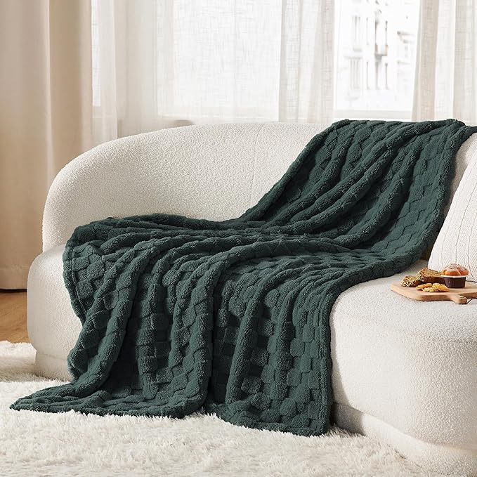 Bedsure GentleSoft Dark Green Throw Blanket for Couch - Super Soft Cozy Blankets Gifts for Women Men Girls, Cute Small Fleece Throws for Bedroom Home Decor, 50x70 Inches